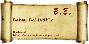 Bakay Bolivár névjegykártya
